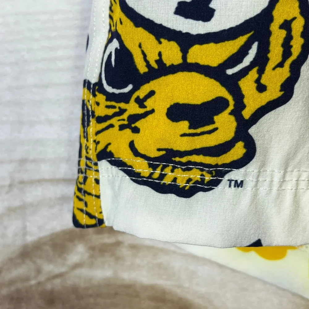Wes‎ and Willy Michigan Wolverines Swim Trunks Kids Size L Blue Yellow